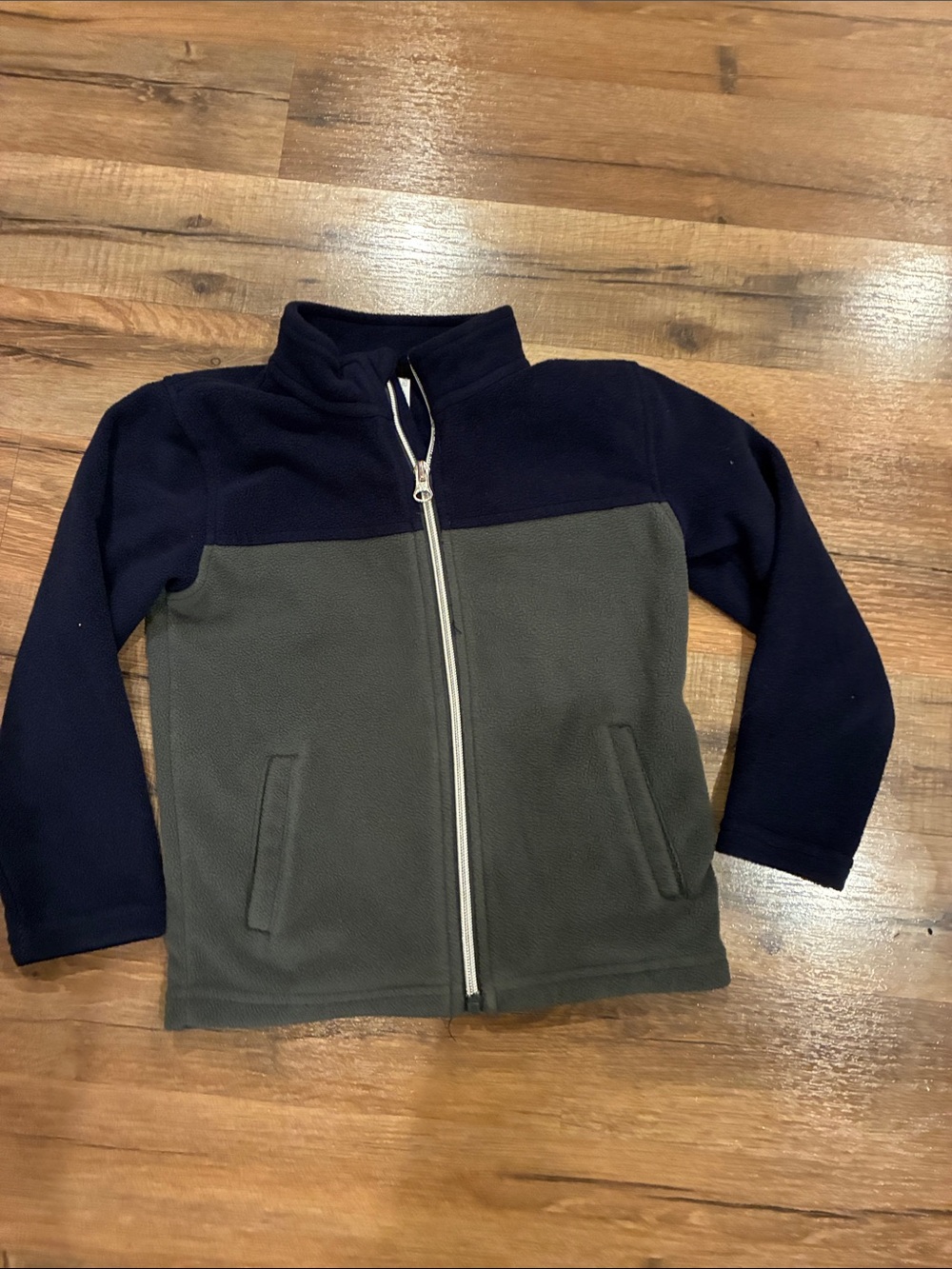 okie dokie Two-Tone Full-Zip Fleece Jacket - Navy & Gray